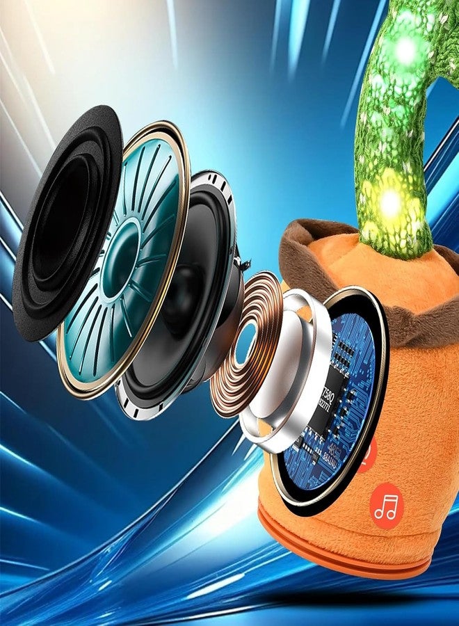 موبديسك لعبة صبار موب ديسك للأطفال الصغار - صبار مشمس ممتع يرقص ويغني ويتكلم ويسجل ويضيء بإضاءة LED | نبتة صبار اصطناعية تفاعلية تحاكي ما تقوله وتكرره | هدية صبار للأطفال | (T-67) - Image 5